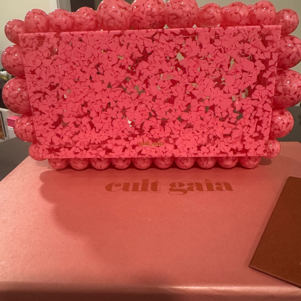 Cult Gaia Vibrant Pink Textured Clutch